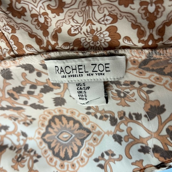 Rachel Zoe Tan and Brown Smocked Peplum Boho Blouse - Picture 4 of 5